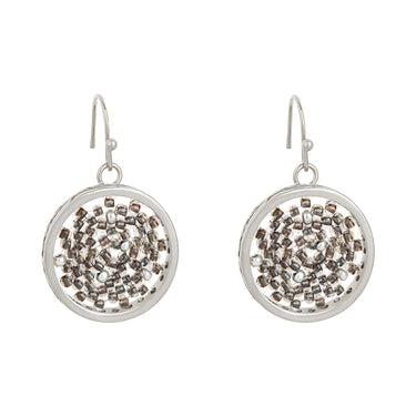 Aretes Upsala Plata Circulo Chico Gancho Plata Pavonada Puntos Plata